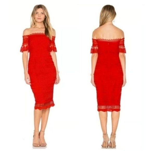 SAYLOR Dresses & Skirts - Saylor x Free People Mariah Lace Crotchet Midi Dress Red Size Small